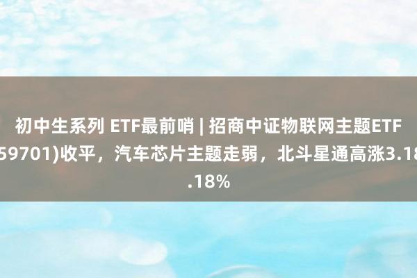 初中生系列 ETF最前哨 | 招商中证物联网主题ETF(159701)收平，汽车芯片主题走弱，北斗星通高涨3.18%