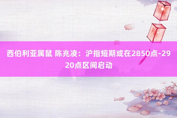 西伯利亚属鼠 陈兆凌：沪指短期或在2850点-2920点区间启动