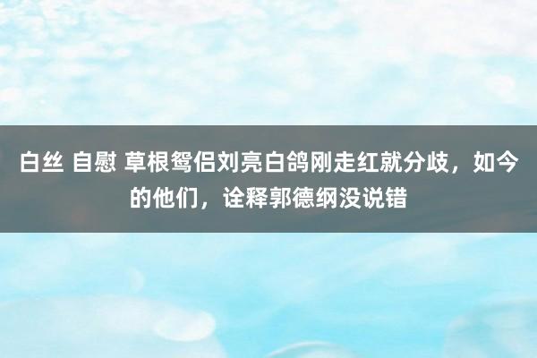 白丝 自慰 草根鸳侣刘亮白鸽刚走红就分歧，如今的他们，诠释郭德纲没说错