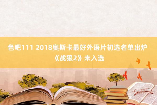 色吧111 2018奥斯卡最好外语片初选名单出炉 《战狼2》未入选