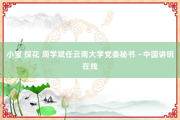 小宝 探花 周学斌任云南大学党委秘书 —中国讲明在线