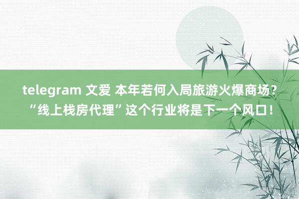 telegram 文爱 本年若何入局旅游火爆商场？“线上栈房代理”这个行业将是下一个风口！