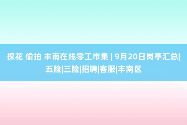 探花 偷拍 丰南在线零工市集 | 9月20日岗亭汇总|五险|三险|招聘|客服|丰南区